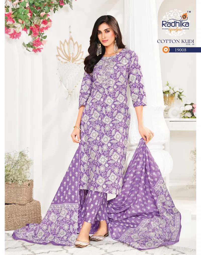 Cotton Kudi Vol 19 By Radhika Cotton Online Kurti With Bottom Dupatta Wholesale